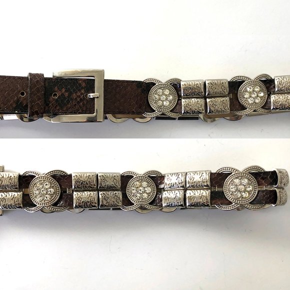 Vintage Western Glam Lizard Rhinestone 90's belt / Unisex - Picture 2 of 7